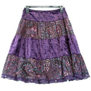 CANDIE'S Hippie Lace Floral Purple Midi Skirt